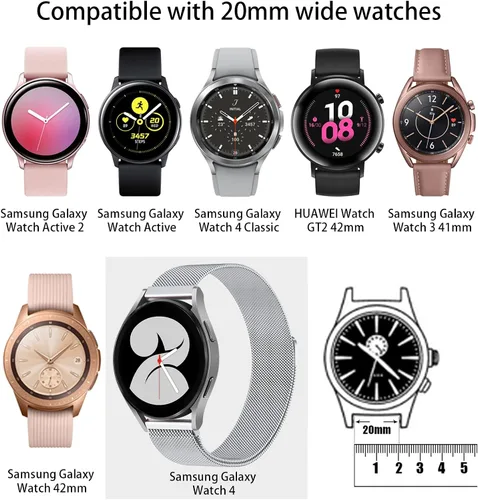 Miniatura 8 de JKD Banda Magnética de Metal Compatible con Samsung Galaxy Watch 7 Banda, Galaxy Watch 6 5 4 FE 40mm 44mm/5 Pro 45mm/Watch 6 4 Classic/Active 2