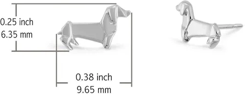 Miniatura 5 de Boma Joyería de plata de ley con diseño de perro salchicha de origami, Plata de ley