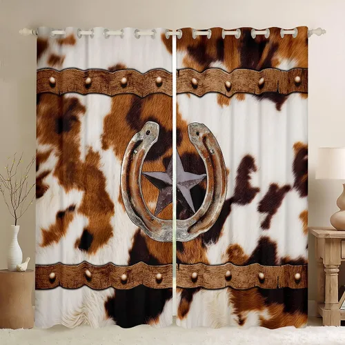 Miniatura 22 de Cortinas de ventana de herradura con estrellas de Texas, cortinas de granero de madera rústicas occidentales, 38 pulgadas de ancho x 45 pulgadas