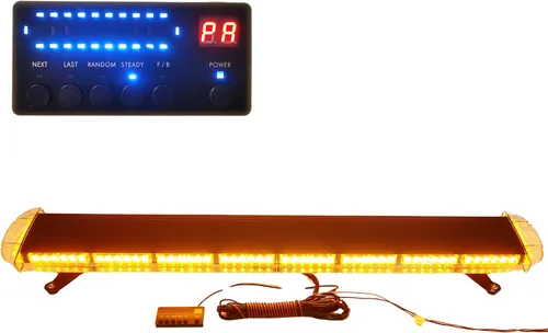 Caja de aluminio VSLED negra de 53 pulgadas, Barra de Luz de advertencia de 108 LED (ámbar), Luz de rescate, Faro intermitente de emergencia 108 LED