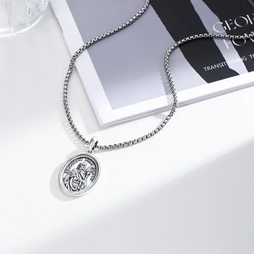 Miniatura 331 de Collar de plata de ley 925 con medalla de San Patrón, colgante de protección católica, amuleto, joyería religiosa para hombres y mujeres