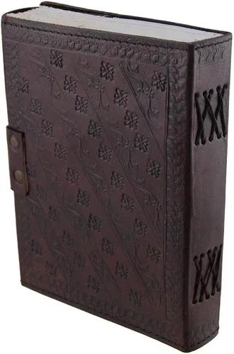 Miniatura 2 de AzureGreen, Cuaderno liso 120 páginas de cuero con piedras (el color puede variar) con broche, marrón