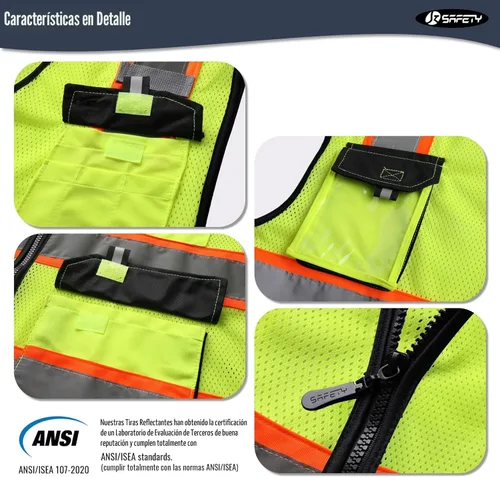 Miniatura 3 de JKSafety - Chalecos de seguridad reflectantes de alta visibilidad para hombres y mujeres, con bolsillos, ropa de seguridad de malla
