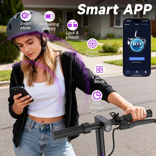 Miniatura 6 de VOLPAM Scooter eléctrico con neumático sólido de 8.5"/10", motor potente de 350 W/500 W y velocidad máxima de 19/22 MPH, alcance de 16 a 28 millas