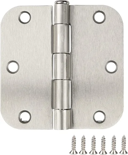 Miniatura 12 de Paquete de 12 bisagras redondeadas para puerta, con radio de 5/8 de pulgada, negro mate, 3.5 x 3.5 pulgadas Negro mate redondeado