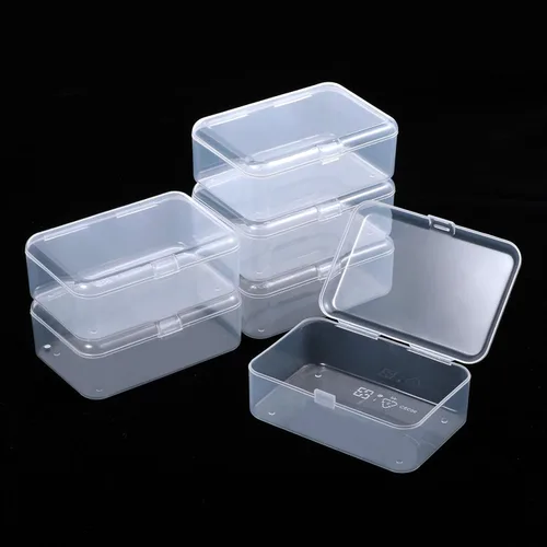 Miniatura 12 de Paquete de 6 Contenedores de Almacenamiento de Plástico Transparente Rectangulares Pequeños Caja Estuche con Tapa con Bisagras Organizador