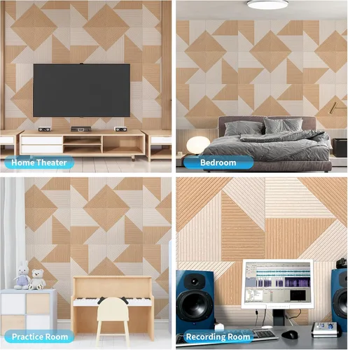 Miniatura 4 de Art3d Paquete de 6 paneles de pared acústicos autoadhesivos para decoración del hogar, paneles insonorizantes de 24 x 24 pulgadas para oficina