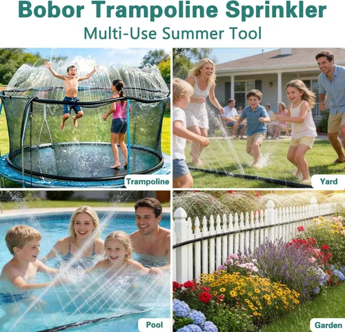 Miniatura 6 de Bobor Aspersores para cama elástica para niños, parque acuático al aire libre, diversión de verano, juguetes de agua. (39 pies)
