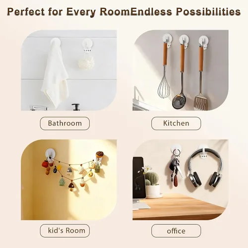 Miniatura 4 de Ganchos de pared adhesivos extraíbles, resistentes y sin daños, soporta hasta 2.2 libras, paquete de 12 con tiras, ganchos sin taladrar para fotos