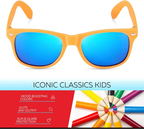 Miniatura 30 de Retro Rewind Lentes de sol para niños y niñas de 3 a 12 años, inastillables, UV400, lentes de sol para niños pequeños