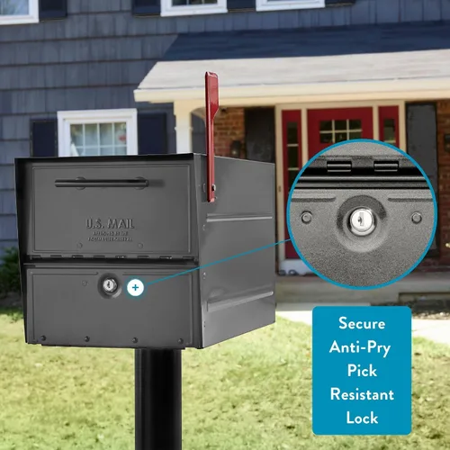 Miniatura 2 de Architectural Mailboxes Oasis® Eclipse™ Buzón Seguro con Cerradura Aprobado por USPS, Resistente, Anti-Robo de Acero Montado en Poste para Exterior