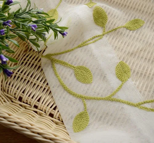 Miniatura 6 de Ivy Leaf - Panel transparente bordado de 84 pulgadas de largo, de gasa triturada para ventana, cortina de gasa de tul y bolsillo para barra