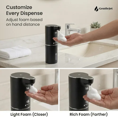 Miniatura 5 de GentleJet JetFoam - Dispensador automático de jabón de espuma, sensor sin contacto, recargable USB-C, salida ajustable, IPX5 impermeable, 10.1 fl