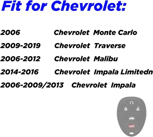 Miniatura 4 de Funda de llavero para Chevy GMC Hummer: Estuche para llavero de 5 botones para Chevy Traverse Malibu Impala Limited Monte Carlo GMC Acadia Limited
