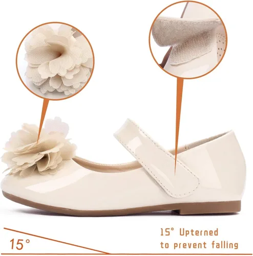 Miniatura 3 de ADAMUMU Zapatos de vestir para niña de las flores, zapatos para desmalezar lindos zapatos Mary Jane de encaje flore ballet planos para caminar