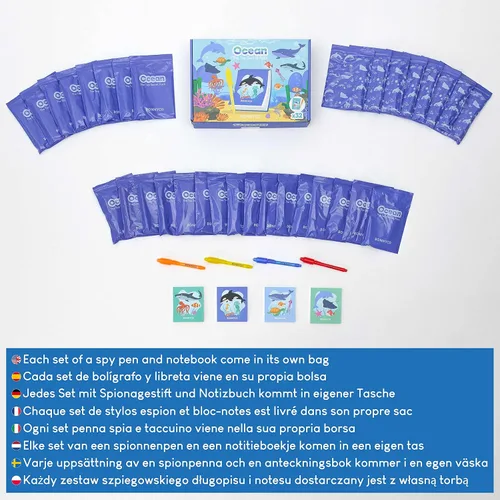 Miniatura 6 de BONNYCO Paquete de 32 Bolígrafos de Tinta Invisible y Cuadernos, Recuerdos de Fiesta Bajo el Mar. Recuerdos de Fiesta del Océano para Niños