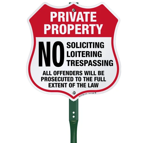 SmartSign 12" x 11.5" Cartel de "Propiedad Privada No Solicitar No Merodear No Traspaso" Señal Octogonal de Patio con Estaca de 3 pies, Aluminio de