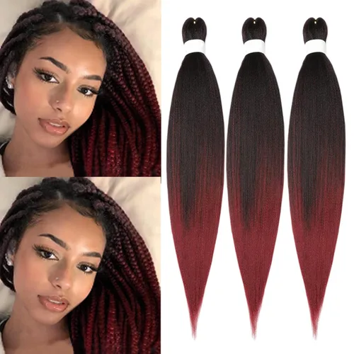 Miniatura 10 de Extensiones de cabello trenzado preestiradas para mujer, trenzas de caja, suave, sintético, sin nudos, textura Yaki, ajuste de agua caliente