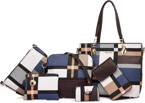 Monederos y bolsos de mano para mujer, de cuero sintético, bolsas cruzadas, monederos, juego de 6 piezas