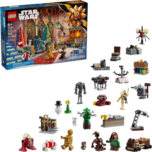 LEGO Calendario de Adviento de Star Wars 2025 juguete para niños, juego de cuenta regresiva de vacaciones con 24 juguetes para niños y niñas, a