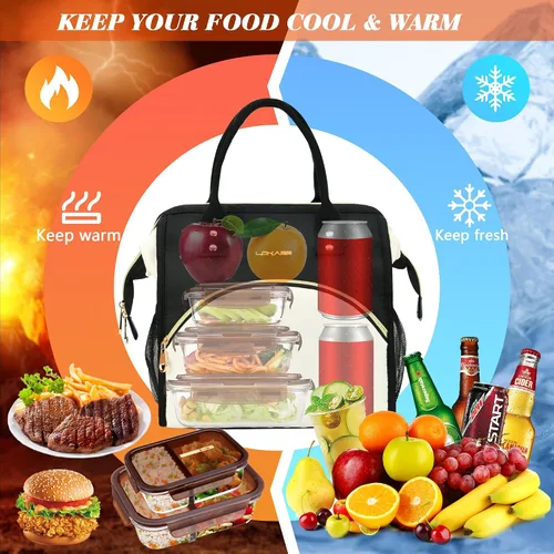 Miniatura 3 de Bolsa de almuerzo personalizada para mujer, elegante, reutilizable, aislada, con iniciales, para amiga, grande, de apertura ancha, resistente al