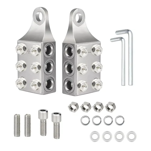 Miniatura 8 de Conectores de terminal de batería, bloque de distribución de batería de 12 vías, 8AWG hasta 4/0 (XL) AWG calibre positivo y negativo (+/-) (par)