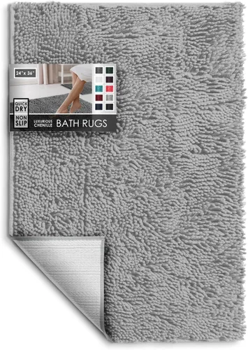 Miniatura 56 de Hearth & Harbor Alfombras de baño, tapete de baño de chenilla - Alfombras de baño lavables a máquina para baño con respaldo antideslizante de goma