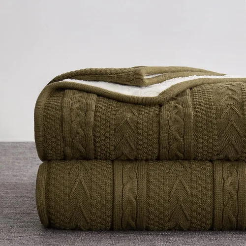Miniatura 21 de Longhui bedding Manta de punto trenzado acrílico negro de 50 x 63 pulgadas, gruesa, suave, grande, acogedora manta de forro polar de punto