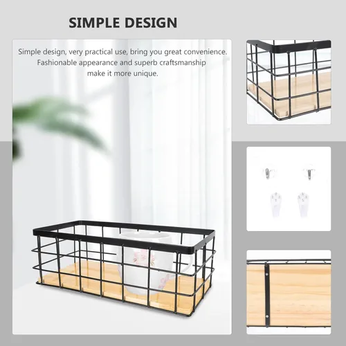 Miniatura 6 de STOBAZA Cesta de almacenamiento de hierro para colgar en la pared, cesta de flores, estante de almacenamiento, caja de cosméticos, marco de hierro