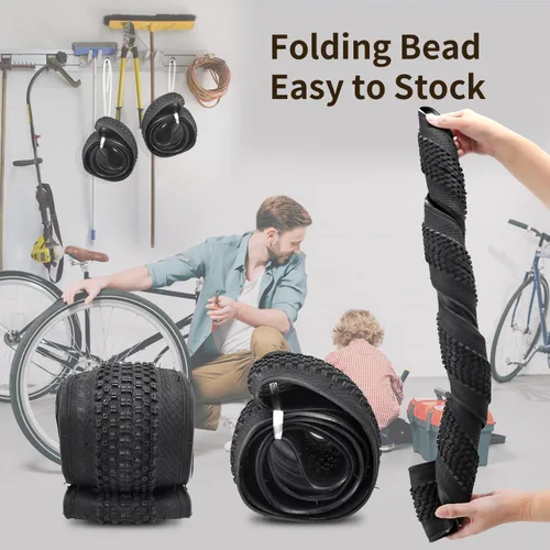 Miniatura 5 de Paquete de 1 o 2 neumáticos de bicicleta de 24"/26"/27.5"x1.95" con capa antipinchazos de 0.118 in para neumáticos de bicicleta de montaña con o sin