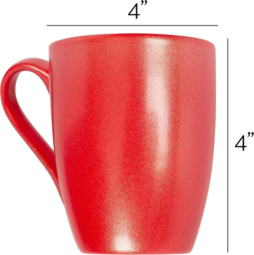 Miniatura 5 de Elanze Designs Juego de 4 tazas de café de porcelana de hueso con acabado brillante rojo carmesí de 10 onzas