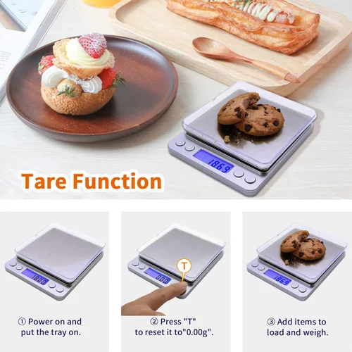Miniatura 3 de Báscula de gramos, capacidad de 17.64 oz de precisión, 0.00 oz, mini báscula de alimentos, peso digital, gramos y onzas, cocina pequeña de alta