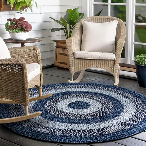 Miniatura 31 de Super Area Rugs - Alfombra trenzada rústica en tonos taupe y gris oscuro, ovalada para puerta/entrada principal, alfombra tejida para exteriores, 2
