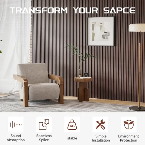 Miniatura 4 de POHARE Paneles de pared de listones de madera, paquete de 2 paneles decorativos de madera de 8 x 1 pie para pared, elegantes paneles de pared