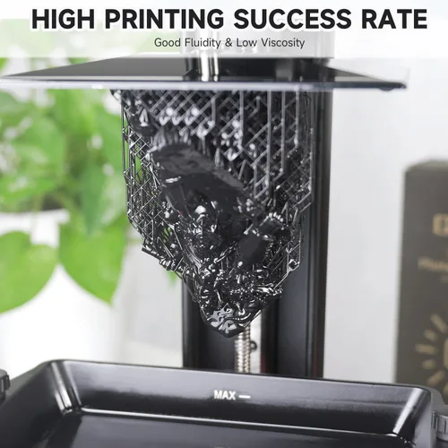 Miniatura 5 de GratKit Resina rígida 8K 10K, impresora 3D, resina de fotopolímero de curado UV de 405 nm, resina de impresión 3D de bajo olor, 35.27 oz, color negro