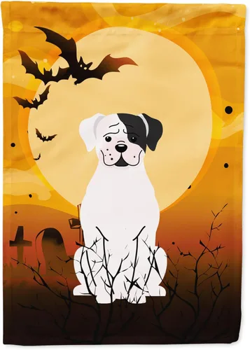 Miniatura 250 de Caroline's Treasures BB4307GF - Bandera de Halloween Airedale para jardín, bandera decorativa para patio exterior, obras de arte de patio, macizos