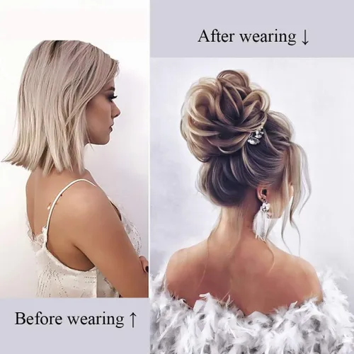 Miniatura 5 de Cabello sintético despeinado, grueso, extensiones para coleta, cabello recogido
