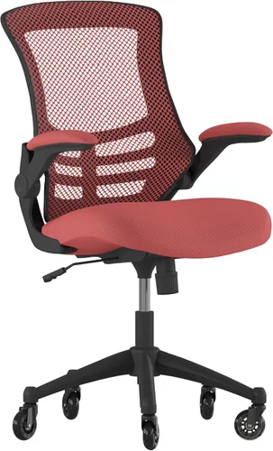 Miniatura 11 de Flash Furniture Kelista Silla de oficina ergonómica giratoria de malla negra con brazos abatibles y ruedas transparentes