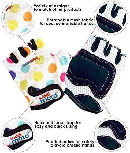 Miniatura 9 de Kiddimoto Guantes de bicicleta antideslizantes para niños y niñas, guantes de ciclismo sin dedos para niños de 2 a 8 años, guantes de ciclismo sin