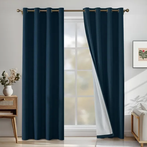 Miniatura 12 de Cortinas de lino 100% opacas para dormitorio, cortinas opacas de 45 pulgadas de largo, cortinas de oscurecimiento de habitación para sala de estar