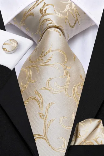 Miniatura 2 de Hi-Tie Juego de corbatas de seda para hombre, corbata de lazo y bolsillo cuadrado con clip de corbata plateado o pin de solapa