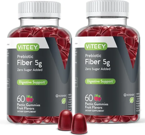 Miniatura 10 de Viteey Gomitas de fibra prebiótica para adultos, 0.18 oz - Gomitas de suplemento de fibra soluble digestiva y salud intestinal - Cero azúcar