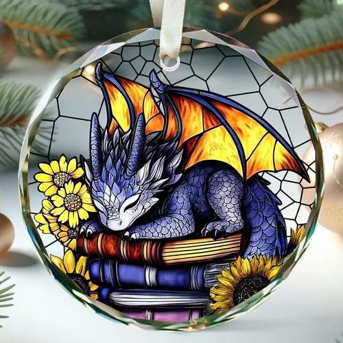 Adorno de dragón para amantes de los libros, adornos de Navidad de libros de dragones, regalos de dragones para mujeres, hombres, amantes de los