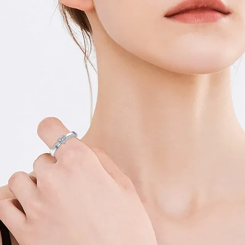 Miniatura 7 de AVECON Anillo de compromiso de plata de ley 925 con forma de corazón para ella, anillo solitario de compromiso de boda, eternidad, aniversario