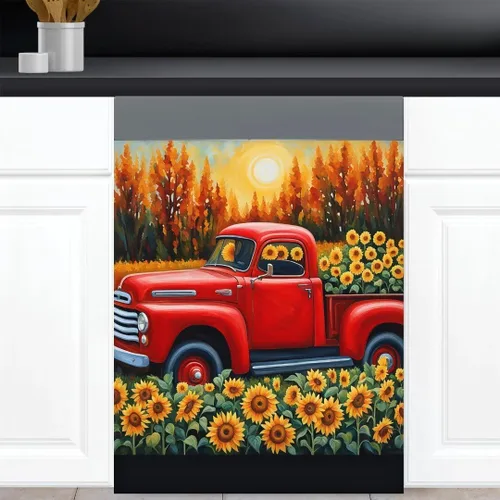 Miniatura 16 de Calcomanía magnética de vinilo para lavavajillas con diseño de florero de granja rústica, diseño floral para decoración del hogar, cubierta
