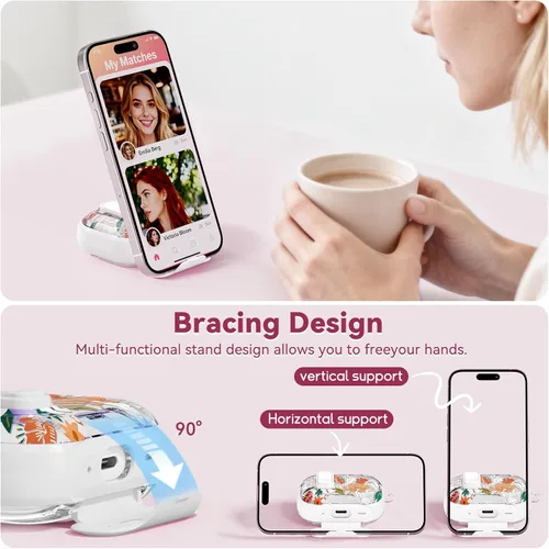 Miniatura 3 de con bloqueo de seguridad para funda de AirPods Pro 2ª 1ª generación, funda transparente floral linda para AirPods Pro 2 con soporte para teléfono