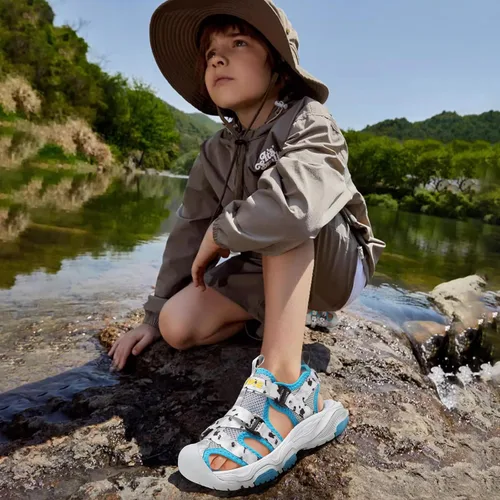 Miniatura 6 de JMFCHI Sandalias deportivas de verano para niños y niñas, sandalias de punta cerrada para exteriores, zapatos atléticos para agua, sandalias