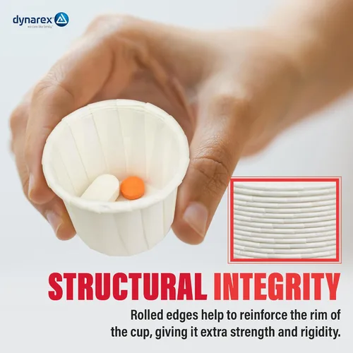 Miniatura 3 de Dynarex Vasos de Papel para Medicina - Vasos Desechables Souffle de 1 oz para Píldoras y Medicamentos - Vasos de Papel Pequeños con Bordes