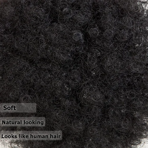 Miniatura 3 de MOONSHOW Extensión de cola de caballo afro con cordón para mujeres negras, extensión de moño corto afro rizado, extensiones de cabello sintético