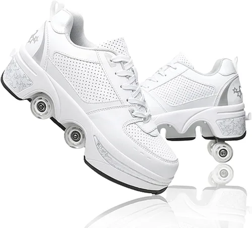 Miniatura 7 de Zapatos de patinaje convertibles para hombres y mujeres, zapatos de paseo automáticos para niños y adultos, patines con doble fila de ruedas, ruedas
